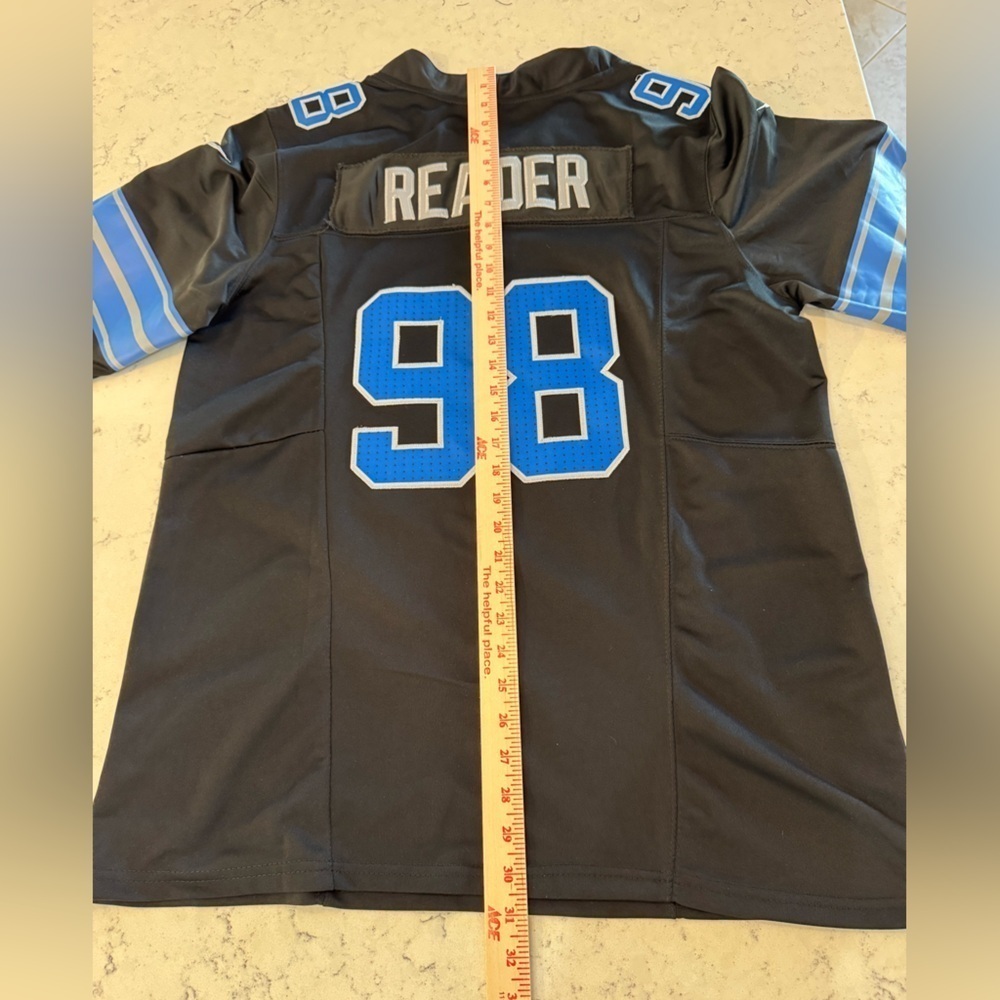 #98 DJ READER Detroit Lions Sz Large Mens Alt Black Stitched 2025 Jersey - Picture 6 of 11